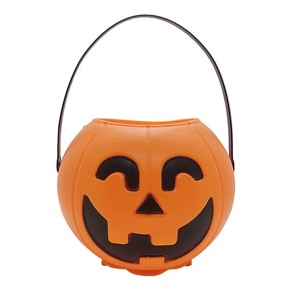 Baldinho de Halloween com Alça - Abóbora com Som e Luz  - Laranja - 1 unidade - Rizzo