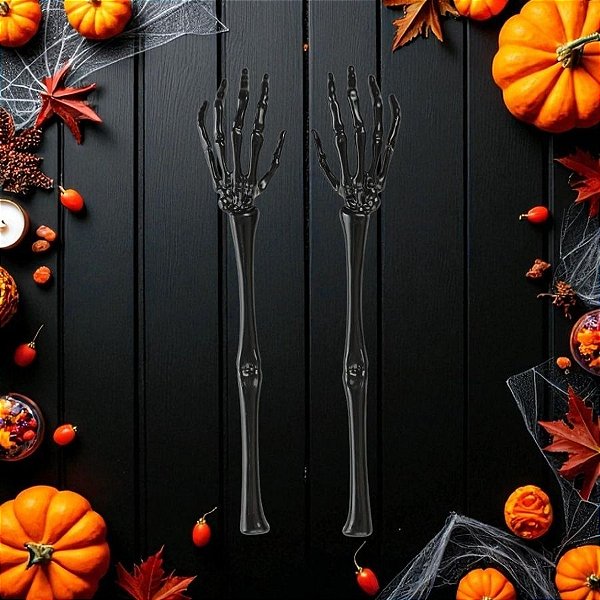 Garfo De Plástico Grande de Halloween - Preto - 30x4cm - 2 unidades - Cromus - Rizzo