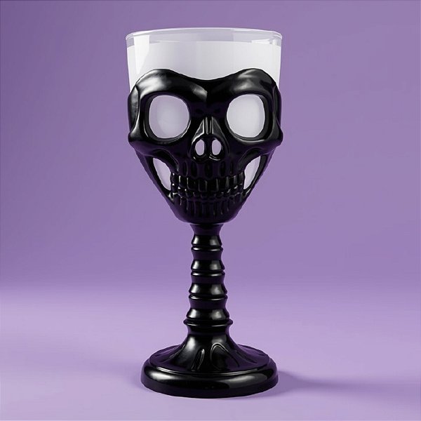 Taça Halloween - Branco e Preto - Caveira - 250ml - 1 unidade - Rizzo