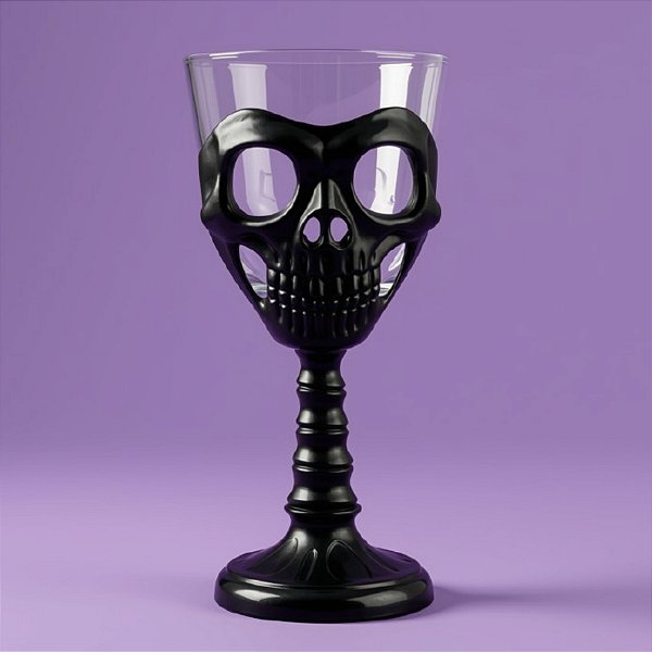 Taça Halloween - Preto com Transparente - Caveira - 250ml - 1 unidade - Rizzo