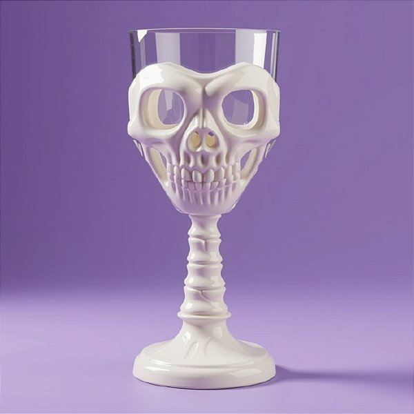 Taça Halloween - Branco e Transparente - Caveira - 250ml - 1 unidade - Rizzo