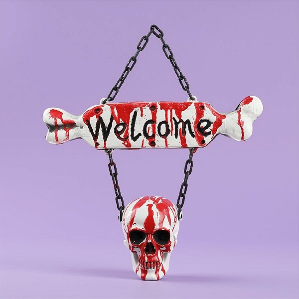 Enfeite para Porta Halloween - Placa Sangrenta "Welcome"  - 1 unidade - Cromus - Rizzo