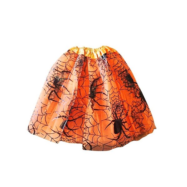Saia Tule Com Aranha  - Laranja - Festa Halloween - 1 unidade - Rizzo