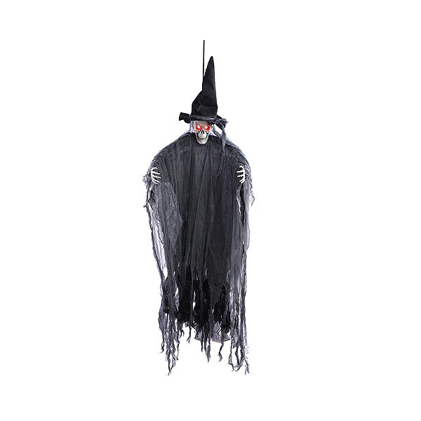 Enfeite Decorativo de Halloween - Caveira Mago com Manto Teodoro com Luz - 118cm - 1 unidade - Cromus - Rizzo