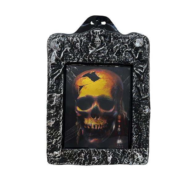 Enfeite Decorativo de Halloween - Quadro Holográfico Caveira - 1 unidade - Rizzo