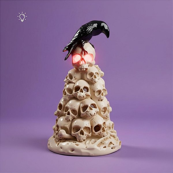 Enfeite Decorativo de Halloween - Corvo nas Caveiras com LED - 19cm - 1 unidade - Cromus - Rizzo