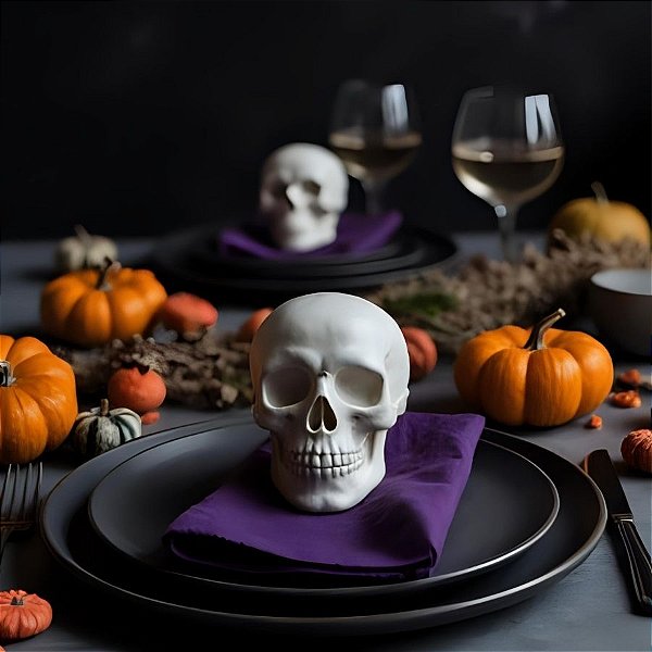 Enfeite Decorativo Halloween - Mini Caveira Branca - 1 unidade - Rizzo