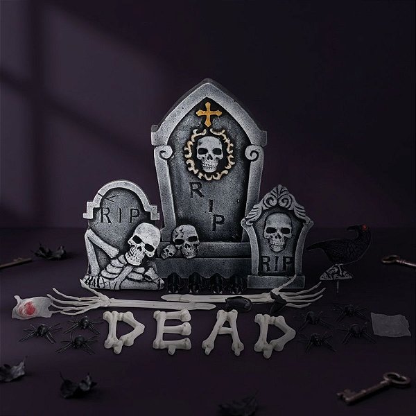 Enfeite Decorativo de Halloween - Kit Cemiterio Noites de Terror - 55x33,5x6cm - 1 unidade - Cromus  - Rizzo