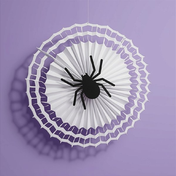 Enfeite Decorativo de Halloween - Fiorata Encarte Preto com Aranha Branca - 40cm - 1 unidade - Girotoy - Rizzo