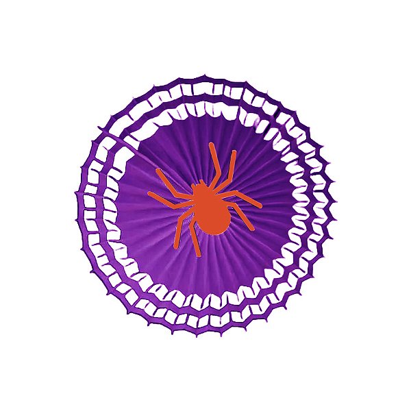 Enfeite Decorativo de Halloween - Fiorata Encarte Roxo com Aranha Laranja - 40cm - 1 unidade - Girotoy - Rizzo