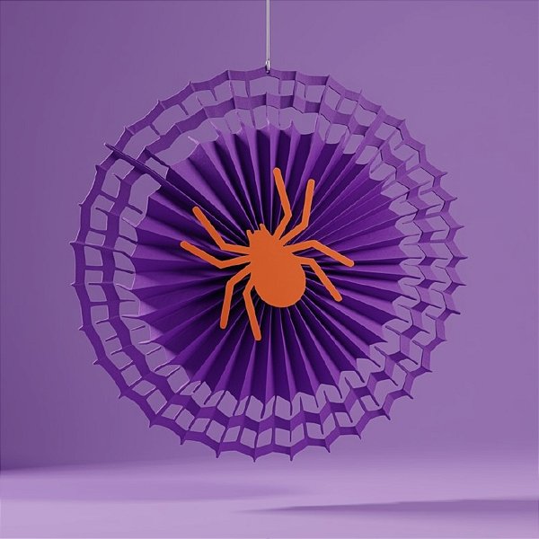 Enfeite Decorativo de Halloween - Fiorata Encarte Roxo com Aranha Laranja - 40cm - 1 unidade - Girotoy - Rizzo
