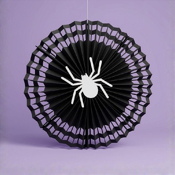 Enfeite Decorativo de Halloween - Fiorata Encarte Preto com Aranha Branca - 40cm - 1 unidade - Girotoy - Rizzo