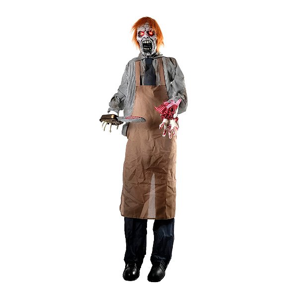 Enfeite Decorativo Halloween - Zumbi Serra Elétrica - 1,70m - Som, Luz e Movimento - 1 unidade - Cromus - Rizzo