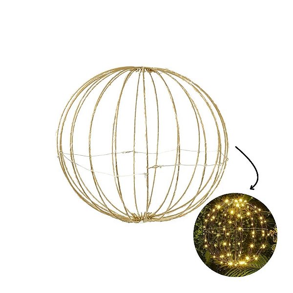 Bola De Natal Com 320 Leds Bivolt - Dourado Claro - 50x50cm  - 1 unidade - Cromus - Rizzo
