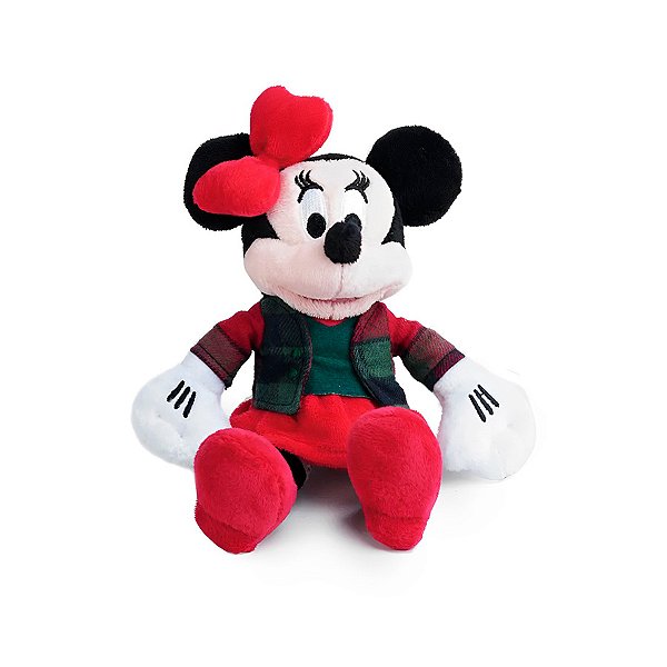 Pelúcia Minnie Natalina Roupa Xadrez - 32cm - Disney Original - 1 unidade - Cromus - Rizzo