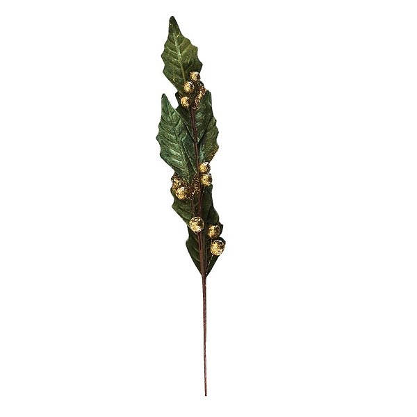 Galho Decorativo Com Frutas - Verde Com Dourado - 80cm - 1 unidade - Rizzo