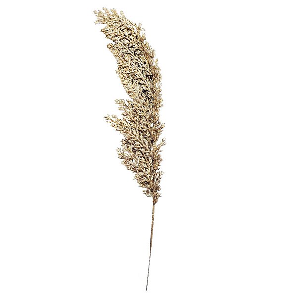 Galho Decorativo - Folhagem Dourada com Glitter - 50cm - 1 unidade - Rizzo
