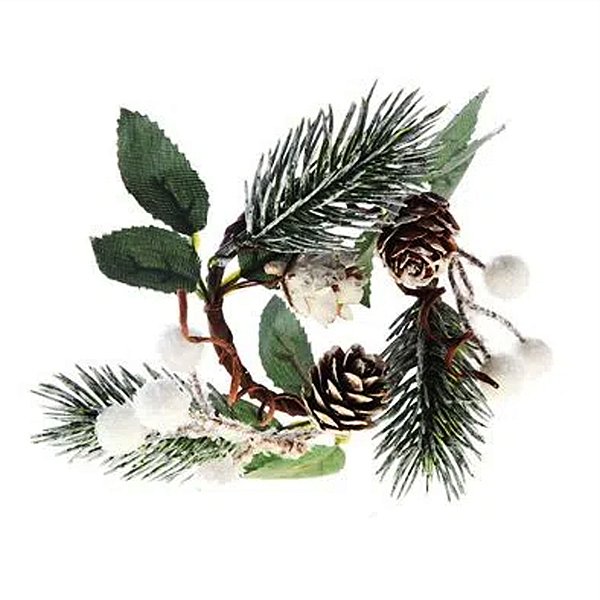Mini Guirlanda Frutas, Galhos e Pinhas 8cm - Marrom/Verde/Branco - 1 unidade - Cromus - Rizzo