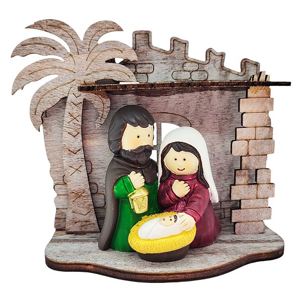 Enfeite de Natal em Poliresina - Sagrada Família Bebe no Cesto - 13x11cm - 1 unidade - Rizzo