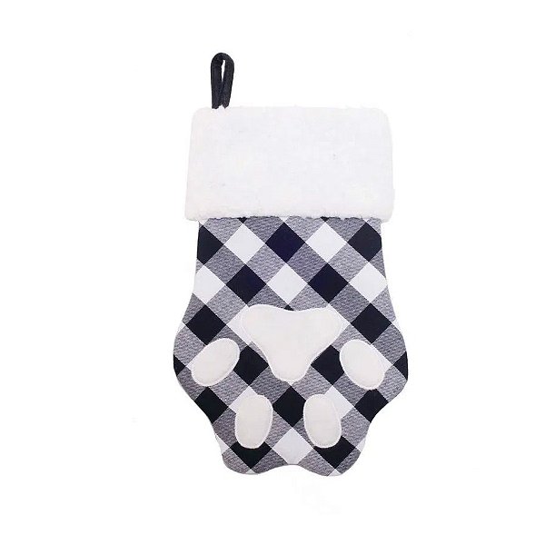 Enfeite de Porta Natal Pata Xadrez - Branco e Preto - 32cm - 1 unidade - Cromus - Rizzo