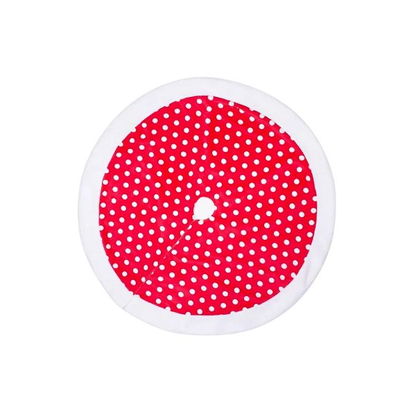 Saia Para Árvore De Natal - Com Póa - Vermelho e Branco - 120cm - 1 unidade - Cromus - Rizzo