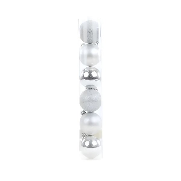 Bola De Natal em Tubo - Prata - 10cm - 6 unidades - Cromus - Rizzo
