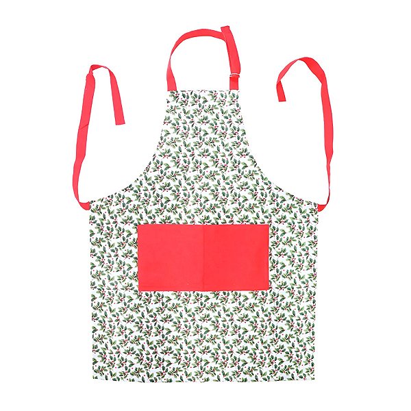 Avental de Natal Azevinho - Verde/Branco/Vermelho - 90x70cm - 1 unidade - Cromus - Rizzo