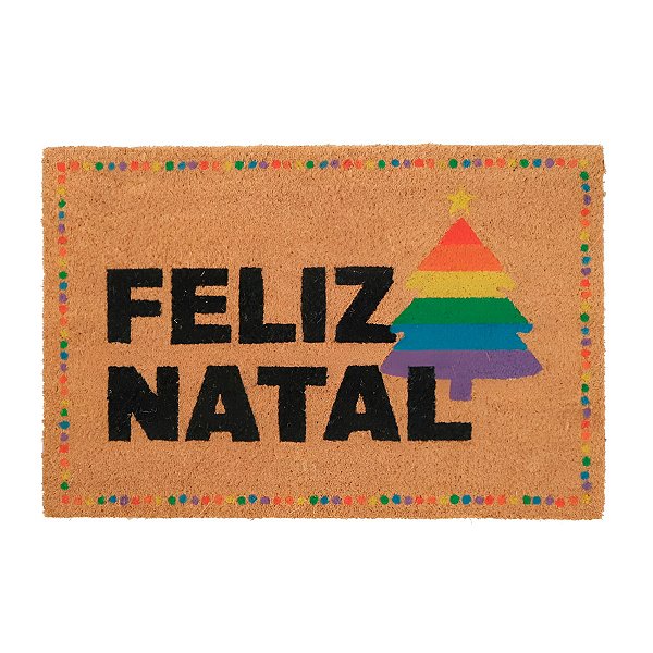 Capacho de Fibra - Feliz Natal com Árvore - 60x40cm - 1 unidade - Cromus - Rizzo