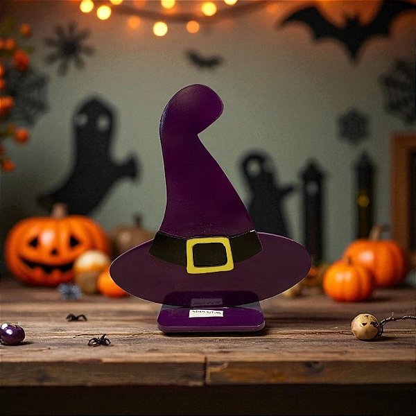 Display de Mesa em MDF - Chapéu De Bruxa - Roxo - 23,5x27cm - 1 unidade - Rizzo