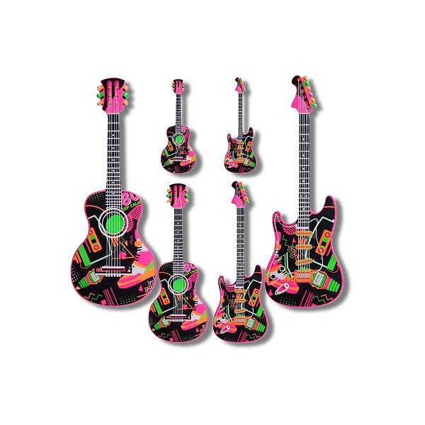 Painel Decorativo - Guitarra e Violão - Neon  - 1 unidade -  Nc Toys - Rizzo