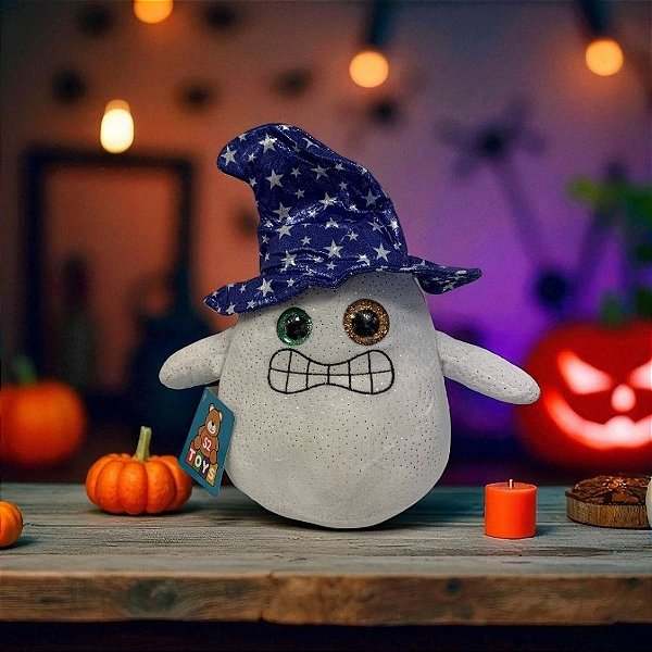 Pelucia De Hallowen - Fantasminha Com Chapéu de Mago - 23cm - 1 unidade - Rizzo