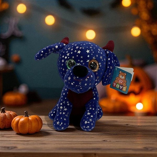 Pelucia De Hallowen - Cachorrinho Azul - 23cm - 1 unidade - Rizzo