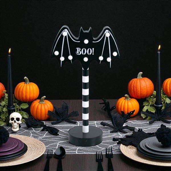 Luminária de Halloween - Morcego BOO! -  26,5cm - 1 unidade - Rizzo