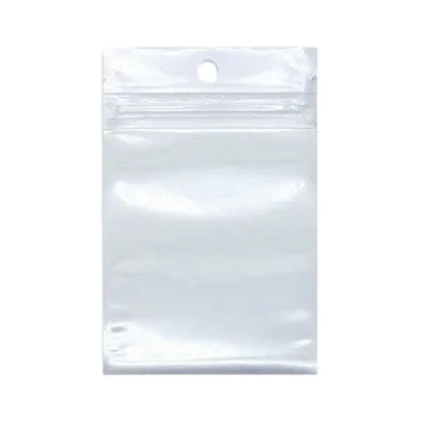 Saco Zip com Furo Fundo Branco - 7x10cm - 100 unidades - Rizzo