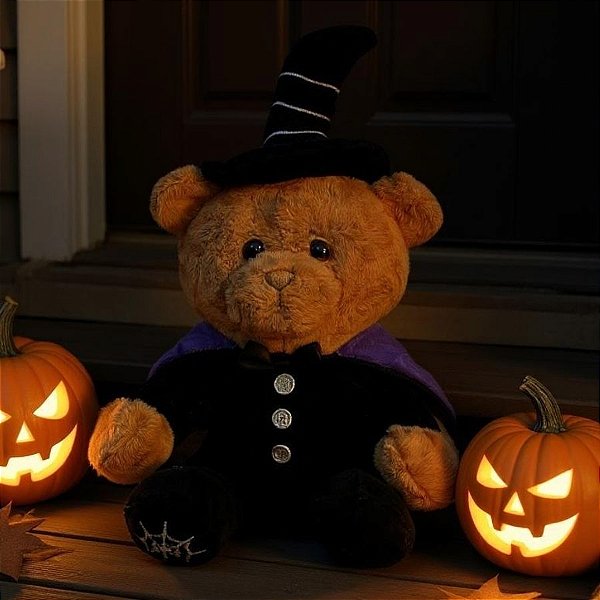 Urso de Pelúcia com Roupa de Bruxa - Preto - 27 cm  - 1 unidade - Rizzo