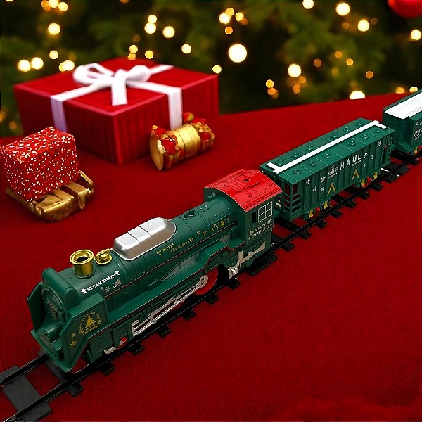 Kit Trem Natalino 30 Peças com Som, Luz e Movimento - 8x96x6cm - 1 unidades - Rizzo