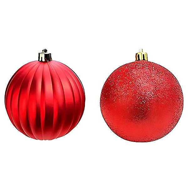Bola de Natal - Vermelha - Gomo e Glitter - 10cm - 2 unidades - Cromus - Rizzo