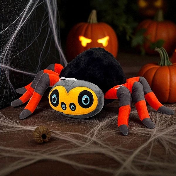Aranha de Pelúcia - Preto e Laranja 38cm - 1 unidade - Rizzo