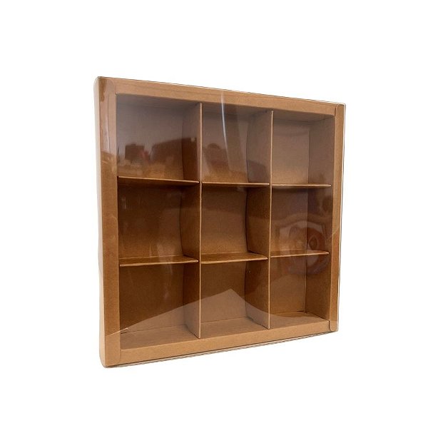 Caixa de Papelão com Visor PVC 19,3x19,3x3,8cm - Kraft - 1 unidade - Rizzo