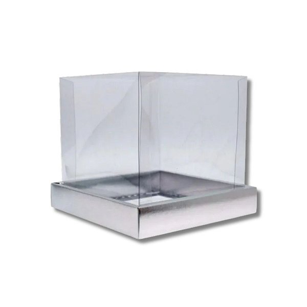 Caixa Para Bolo Pvc Base Prata Texturizada - 12x12x12cm - 5 unidades - Assk  - Rizzo