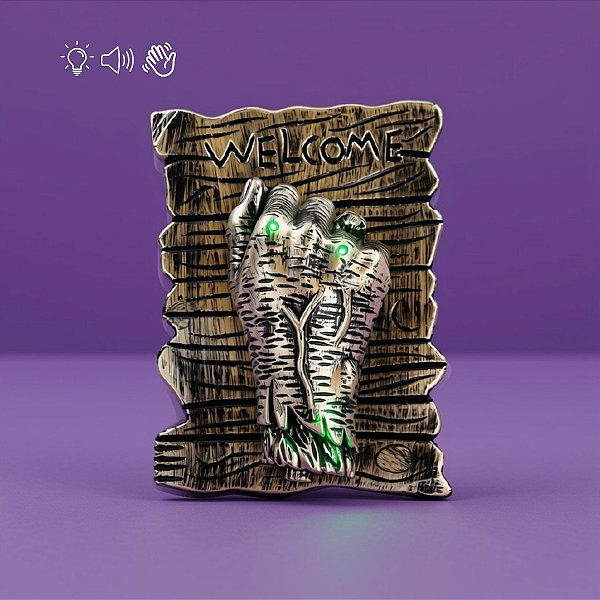 Enfeite Decorativo de Halloween Com Luz e Som - Campainha Mão De Faraó - 22x17cm - 1 unidade - Cromus - Rizzo