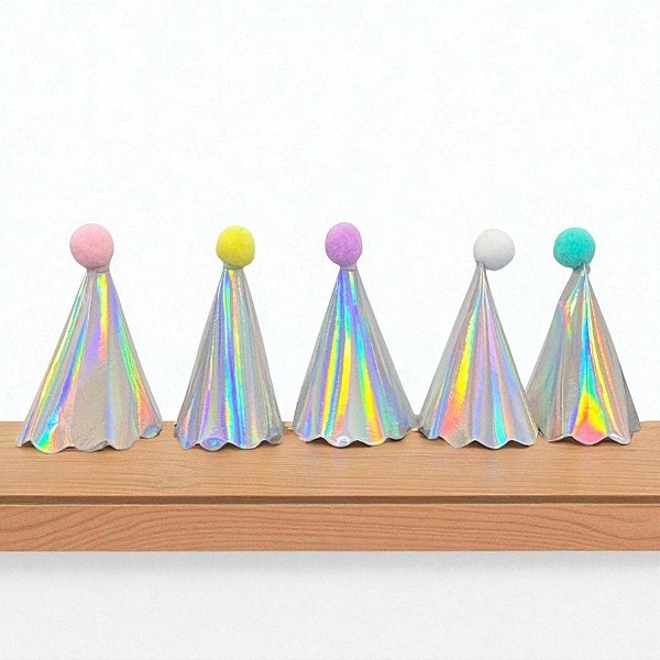 Enfeite Decorativo Mini Chapéu de Festa - Cromado - 3x4,5cm - 10 unidades - Rizzo