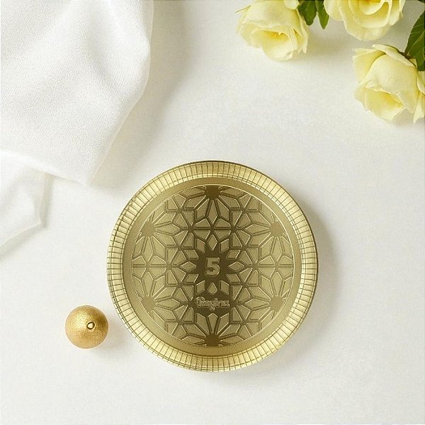 Prato Laminado Numero 5 Ouro - 27cm  - 1 unidade - Regina - Rizzo