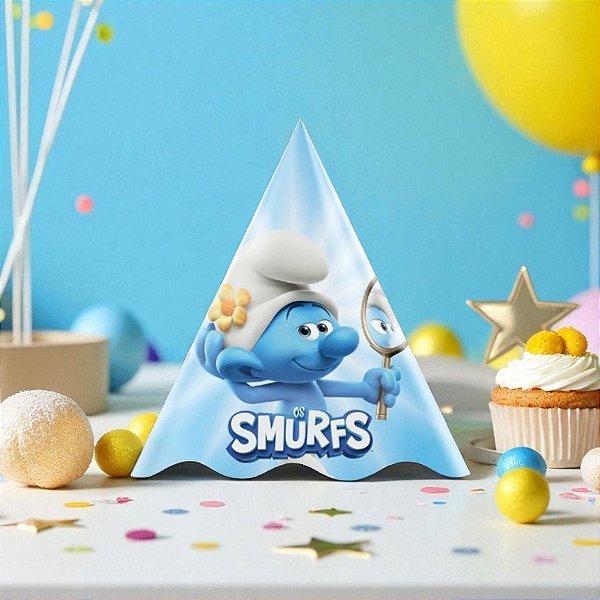 Chapéu de Aniversário - Os Smurfs  - 8 unidades - Regina - Rizzo