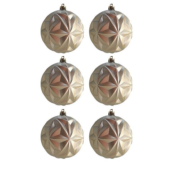Bolas de Natal - Champagne Matte - 8cm - 6 unidades - Cromus - Rizzo