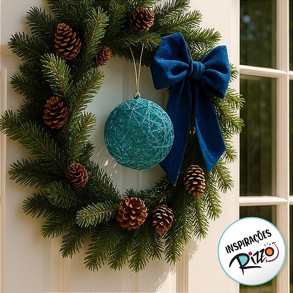 Bola de Natal - Rattan com Laço Xadrez - Marrom - 7,5cm - 1 unidade - Cromus - Rizzo