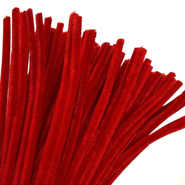 Haste de Chenille 30cm - Vermelho - 100 unidades - Art Montagem - Rizzo