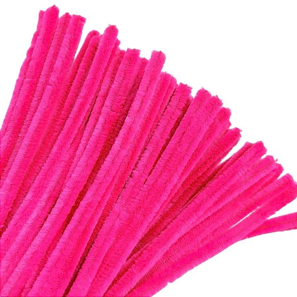 Haste de Chenille 30cm - Rosa Pink - 100 unidades - Art Montagem - Rizzo