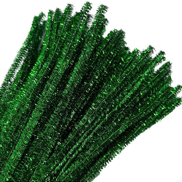 Haste de Chenille 30cm - Verde Metalizado - 100 unidades - Art Montagem - Rizzo