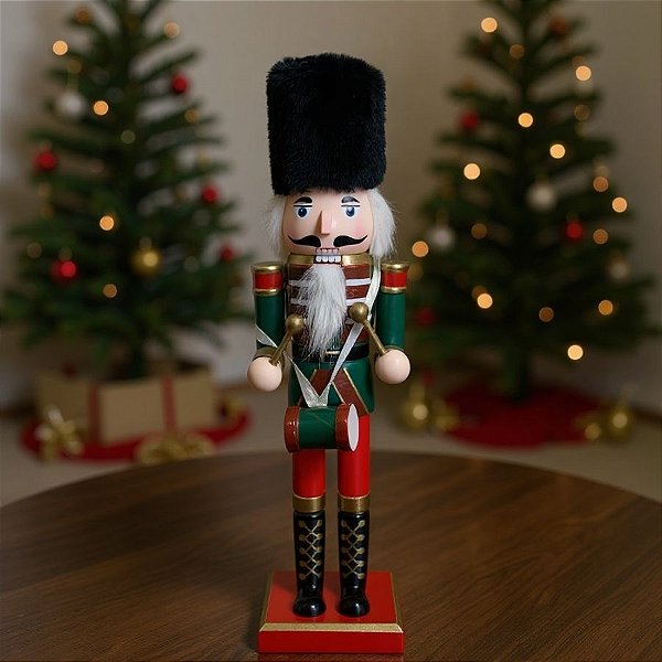 Soldado de Chumbo de Madeira com Bateria - 7,5x30x7,5cm - Vermelho e Verde - 1 unidade - Artlille  - Rizzo